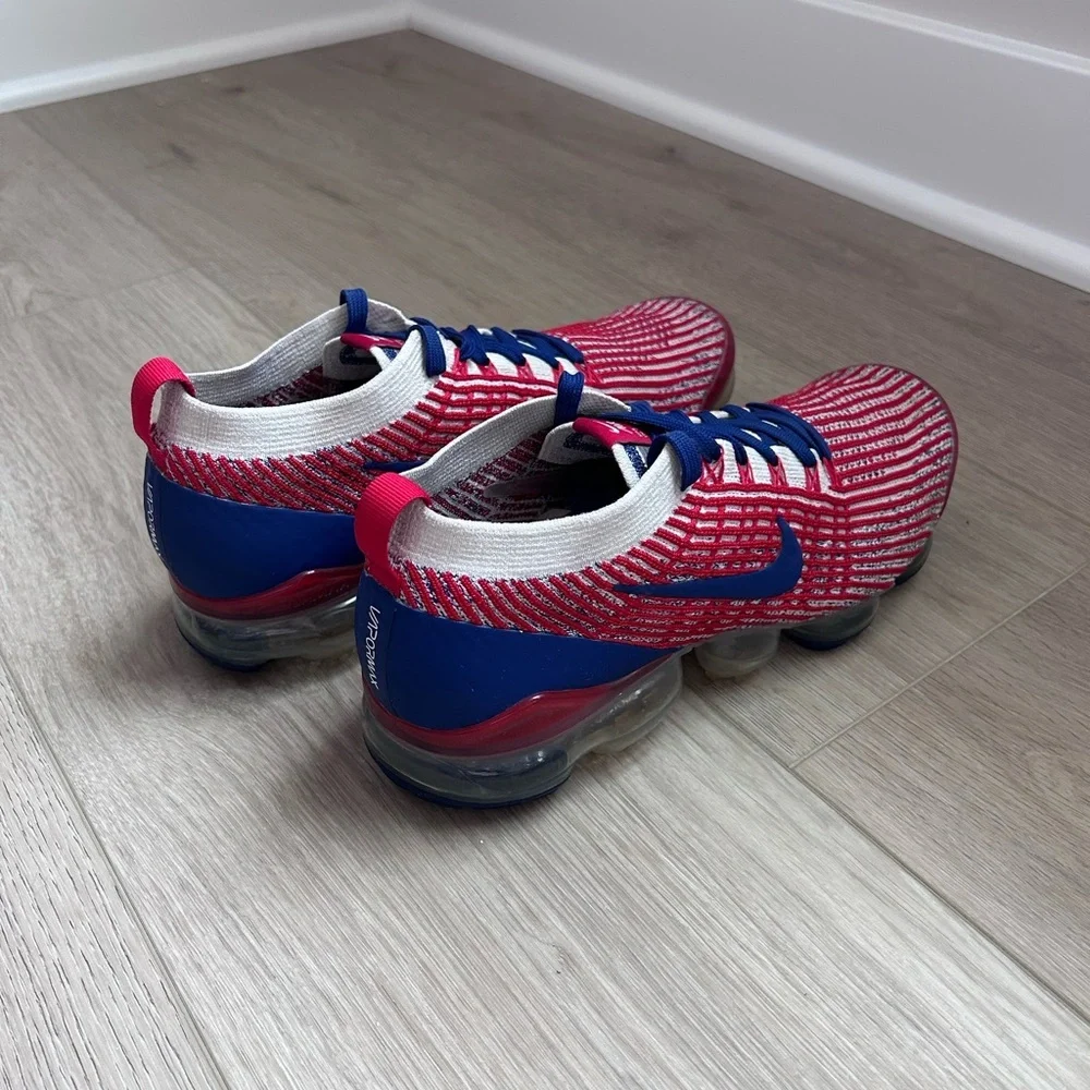 Nike Air Vapormax Flyknit 3 USA Red White Blue Mens Size 9 Rare CW5585-100 - Picture 4 of 12
